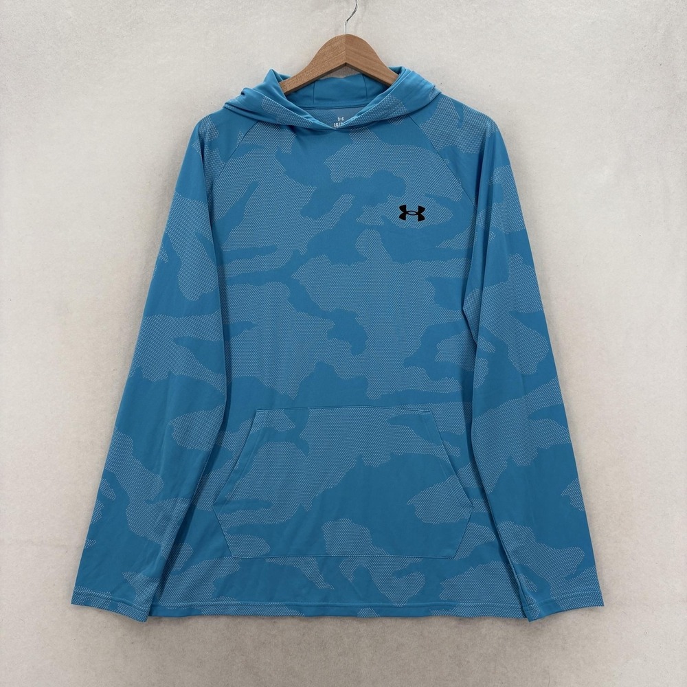 Under Armour Velocity Jacquard Hoodie Mens Large Blue Camo Lightweight Pullover